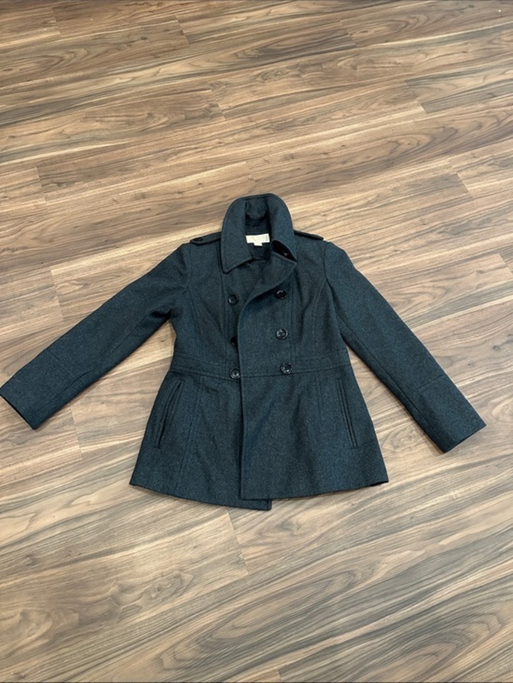 Michael Kors women’s Double-Breasted Wool Peacoat - Charcoal jacket